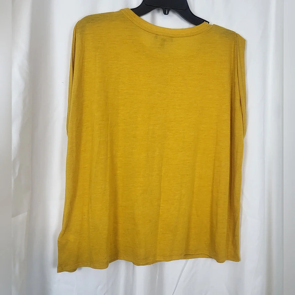 Express Womens Linen Blend Mustard Yellow Sleeveless Flowy Top XL New - Picture 5 of 6